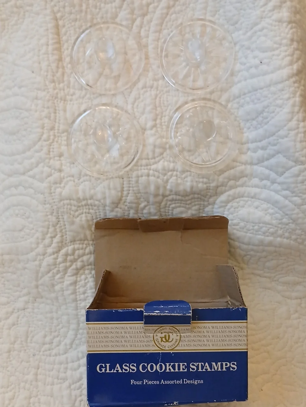 Vintage Williams Sonoma 4 Glass Cookie Press in Original Box